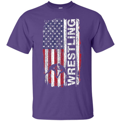 Usa Flag Wrestling T-shirt Purple