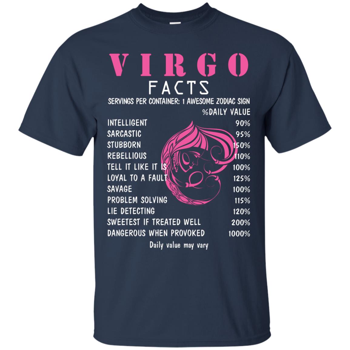 Virgo Facts 1 Awesome Zodiac Sign Gift Shirt For Virgo Horoscope Navy