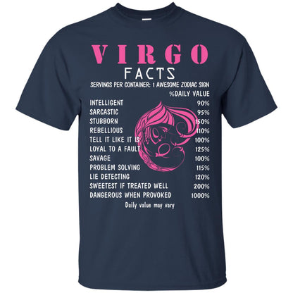 Virgo Facts 1 Awesome Zodiac Sign Gift Shirt For Virgo Horoscope Navy