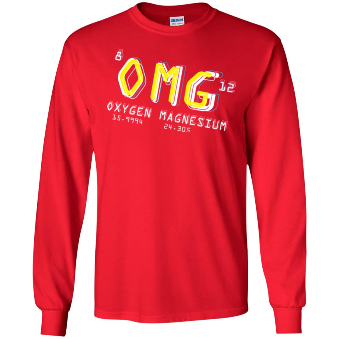Funny Science Class T-shirt Omg Oxygen Magnesium Red