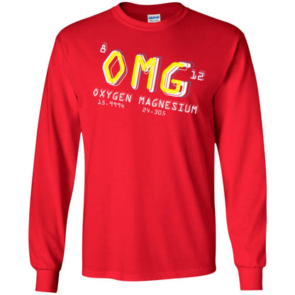 Funny Science Class T-shirt Omg Oxygen Magnesium Red