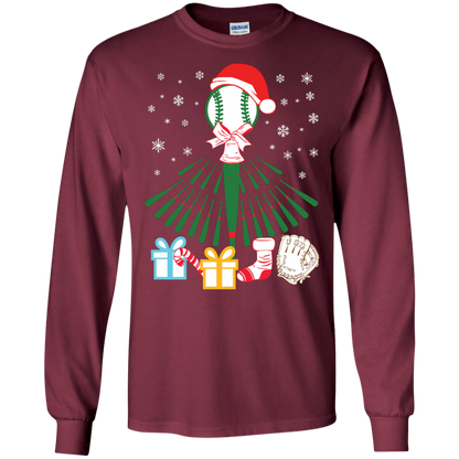 Baseball Christmas T-Shirt Maroon