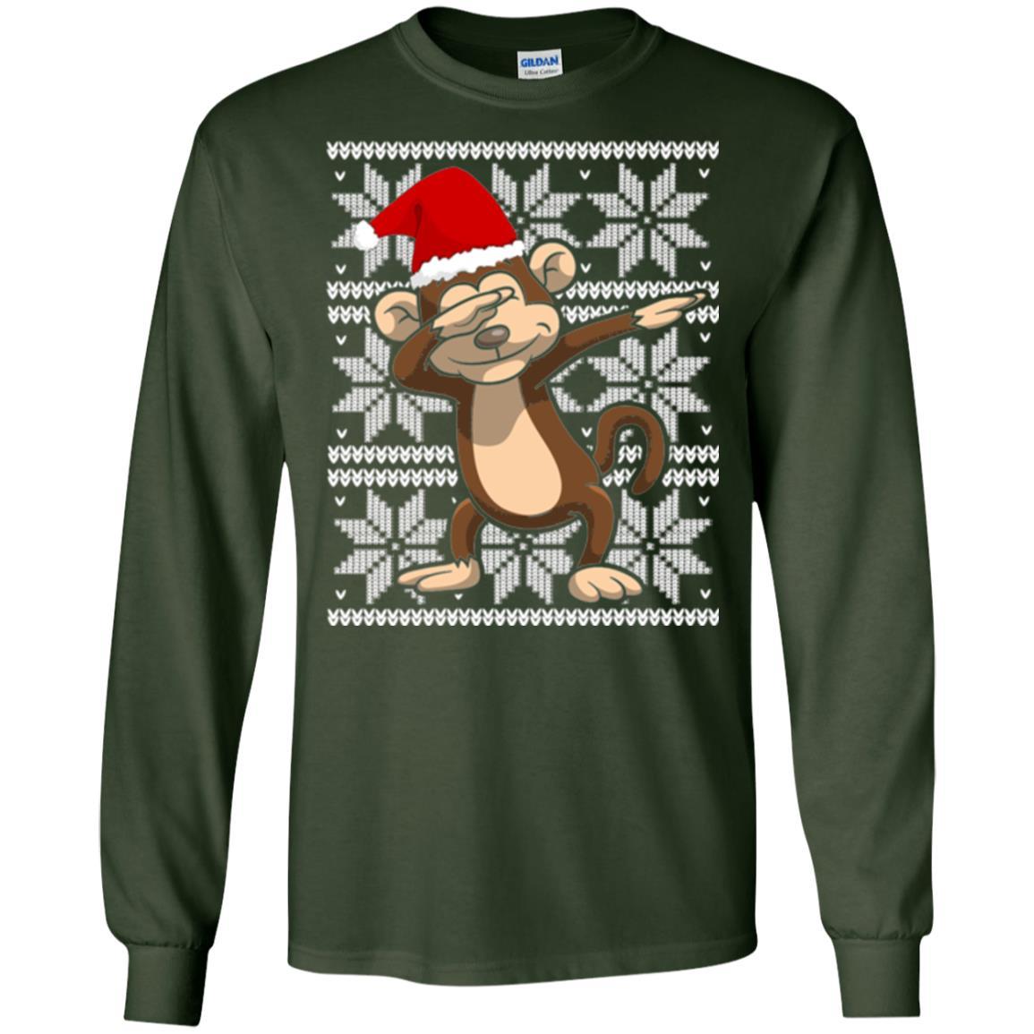 Christmas T-shirt Dabbing Monkey Forest Green