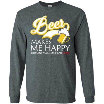 Beer Makes Me Happy Beer Lover T-shirt Dark Heather