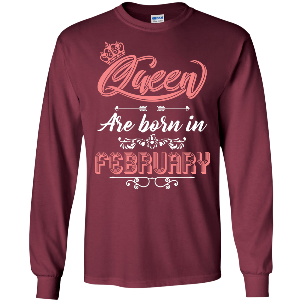 Brithday T-Shirt Queen Are Born In February Maroon
