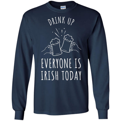 St. Patrick_s Day T-shirt Drink Up Everyone Is Irish Toda Navy