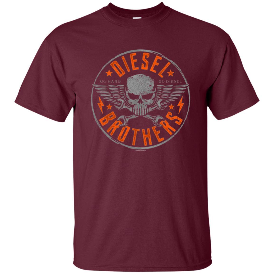 Skull Cross Wrench T-Shirt Diesel Brothers Go Hard Go Diesel Maroon