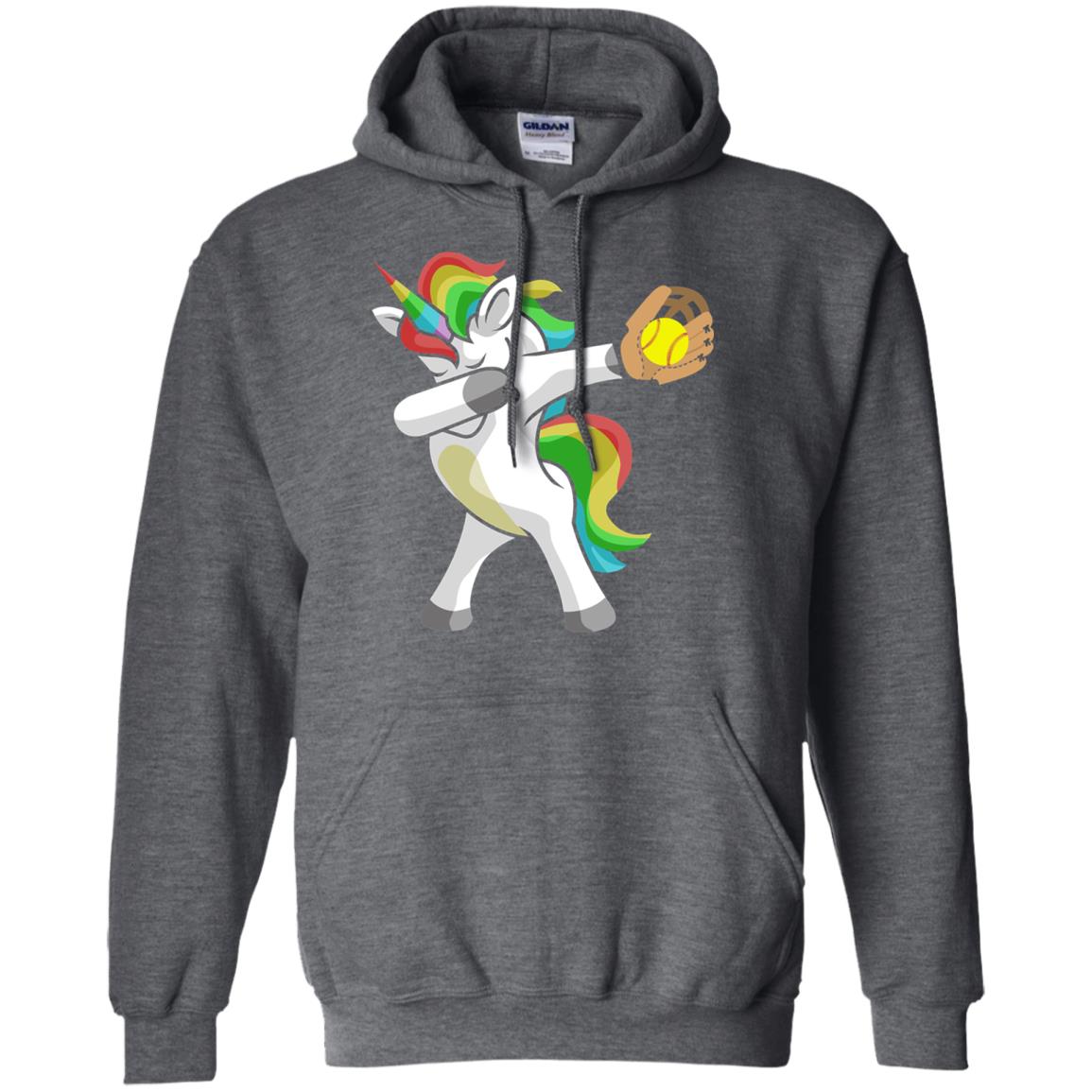 Dabbing Unicorn Softball T-shirt Funny Dabbing Dark Heather