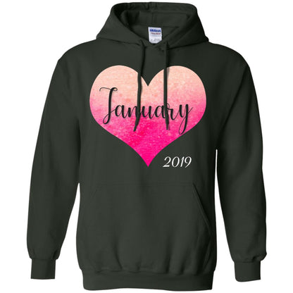 Pregnancy Reveal Announcement Party January 2019 Shirt Forest Green