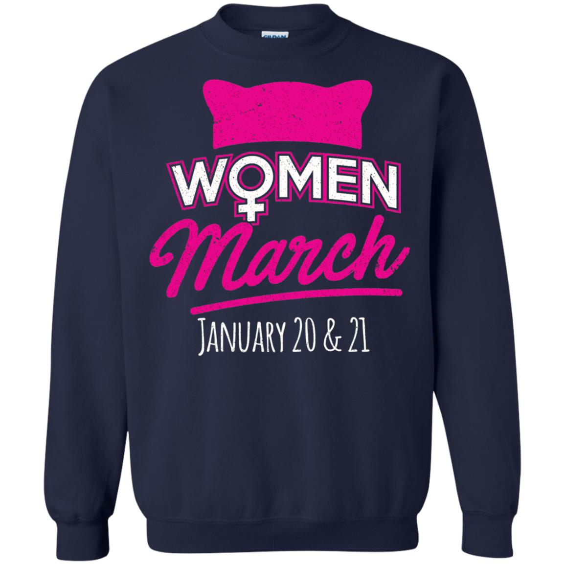 Women's Right T-shirt Women March January 2018 Pussycat Ears Hat Navy