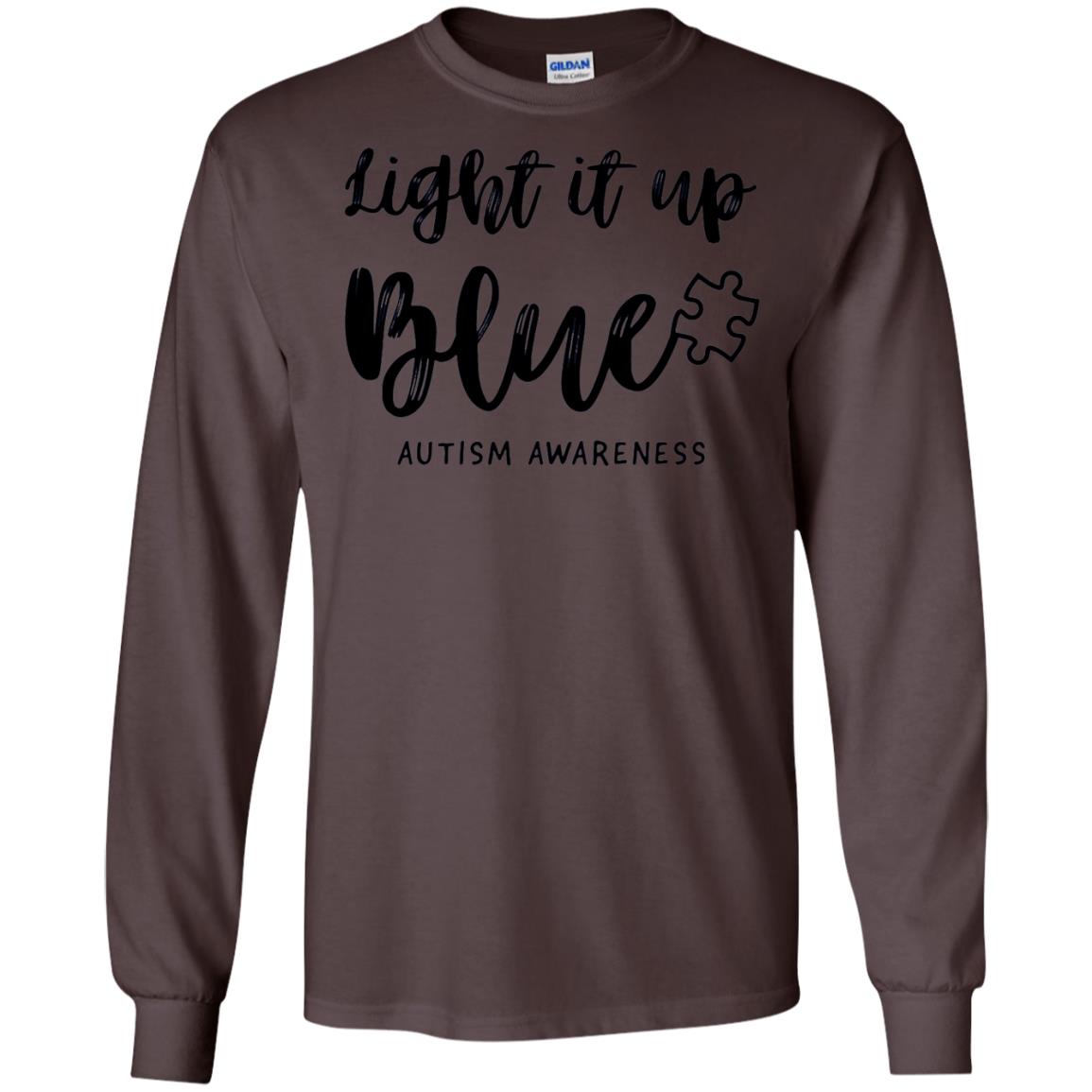 Autism Awareness Shirts Light It Up Blue Dark Chocolate