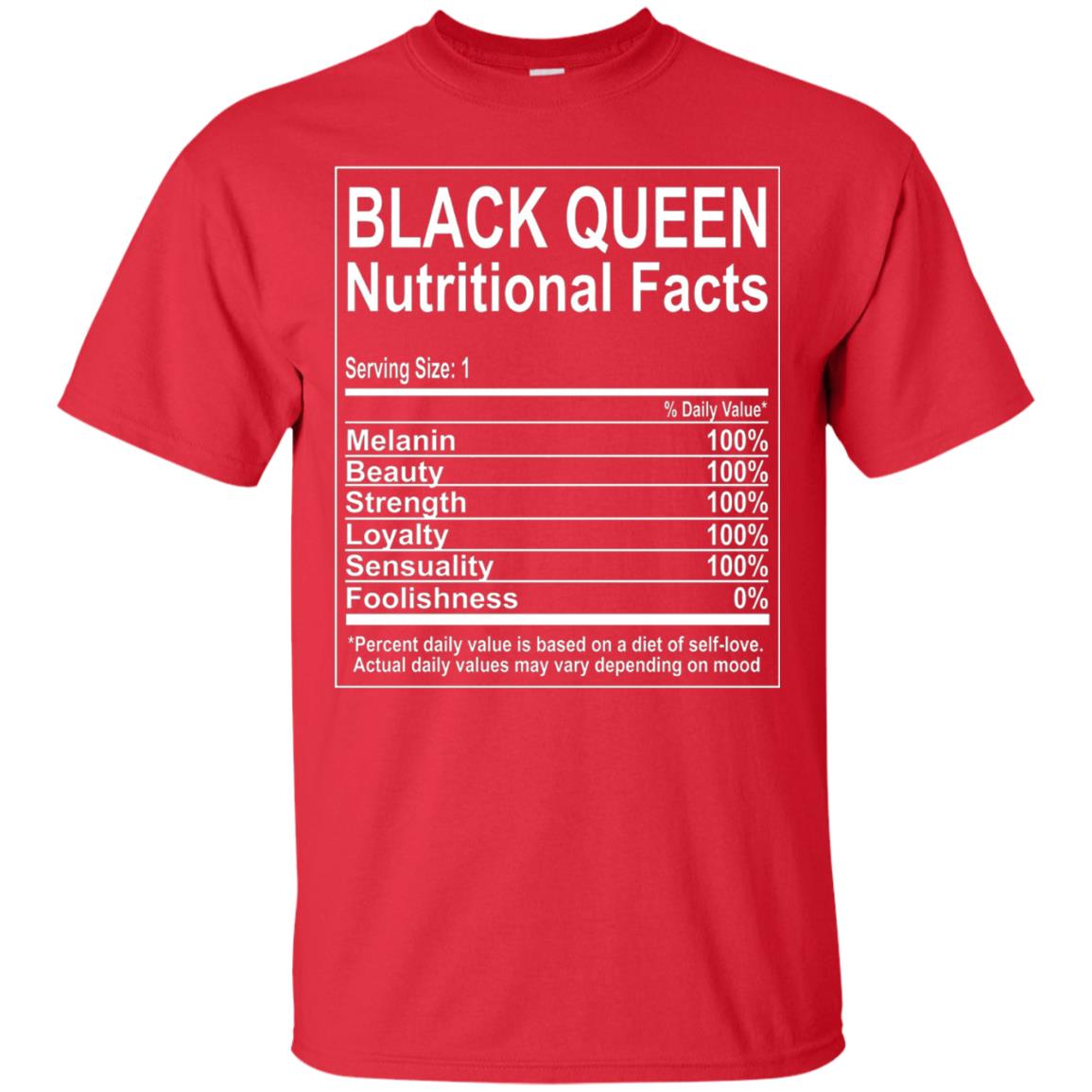 Black Queen Nutritional Facts T-shirt Self Love Red