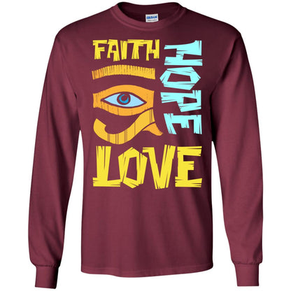 Faith Hope Love Christian T-shirt Maroon