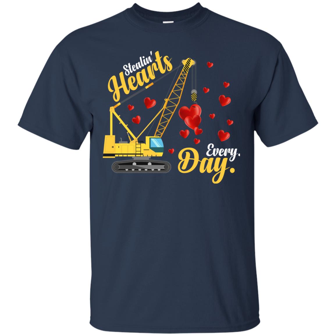 Valentines Day T-shirt Stealin' Hearts Every Day With Crane Navy