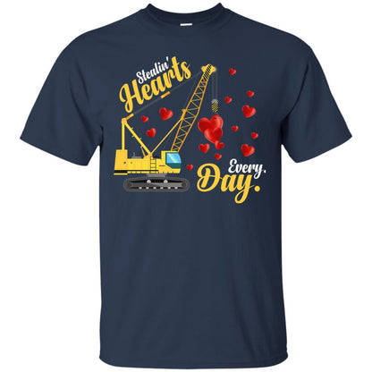 Valentines Day T-shirt Stealin' Hearts Every Day With Crane Navy