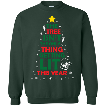 Christmas T-shirt The Tree Isn't The Only Thing Getting Lit This Year Forest Green