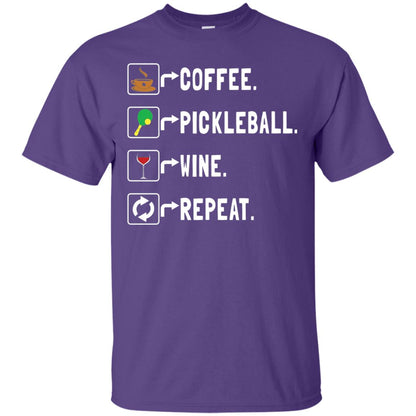 Funny Coffee Lovers T-shirt Pickleball Wine Repeat Purple