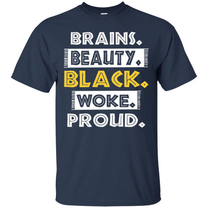Educated Melanin T-shirt Brains Beauty Black Woke Proud Navy