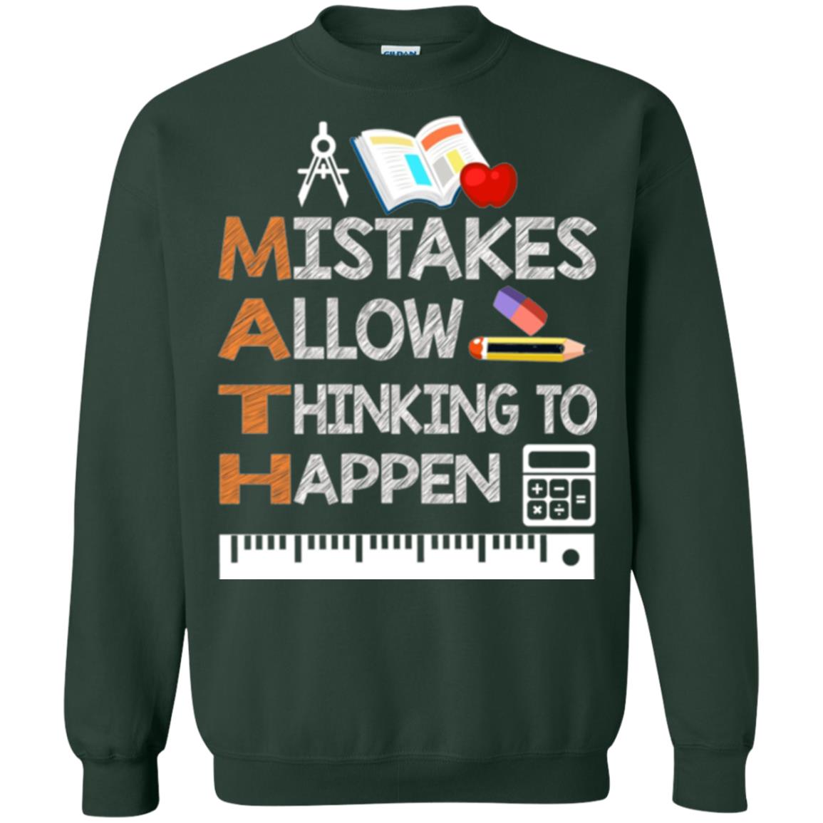 Math Lover T-shirt Mistakes Allow Thinking To Happen Forest Green