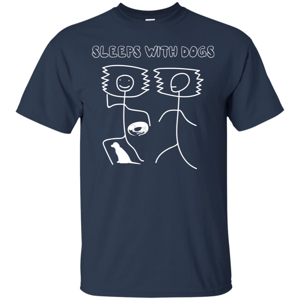 Sleep With Dogs Funny Dog Owner Shirt Navy