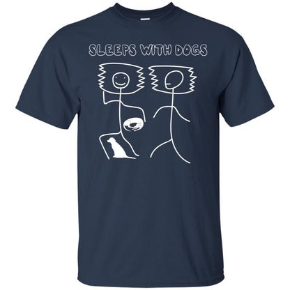 Sleep With Dogs Funny Dog Owner Shirt Navy