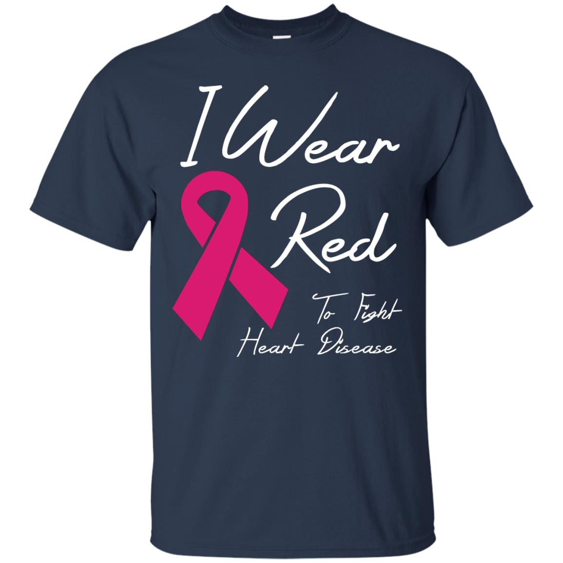 I Wear Red To Fight Heart Disease T-shirt Navy