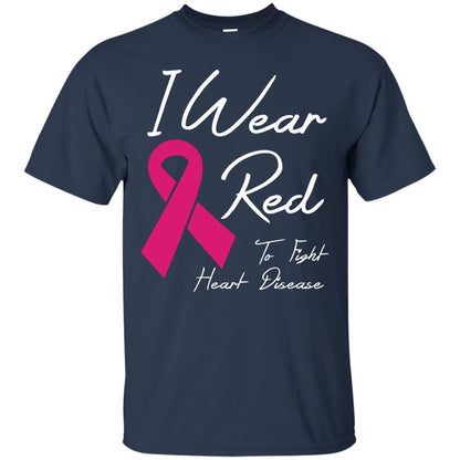I Wear Red To Fight Heart Disease T-shirt Navy