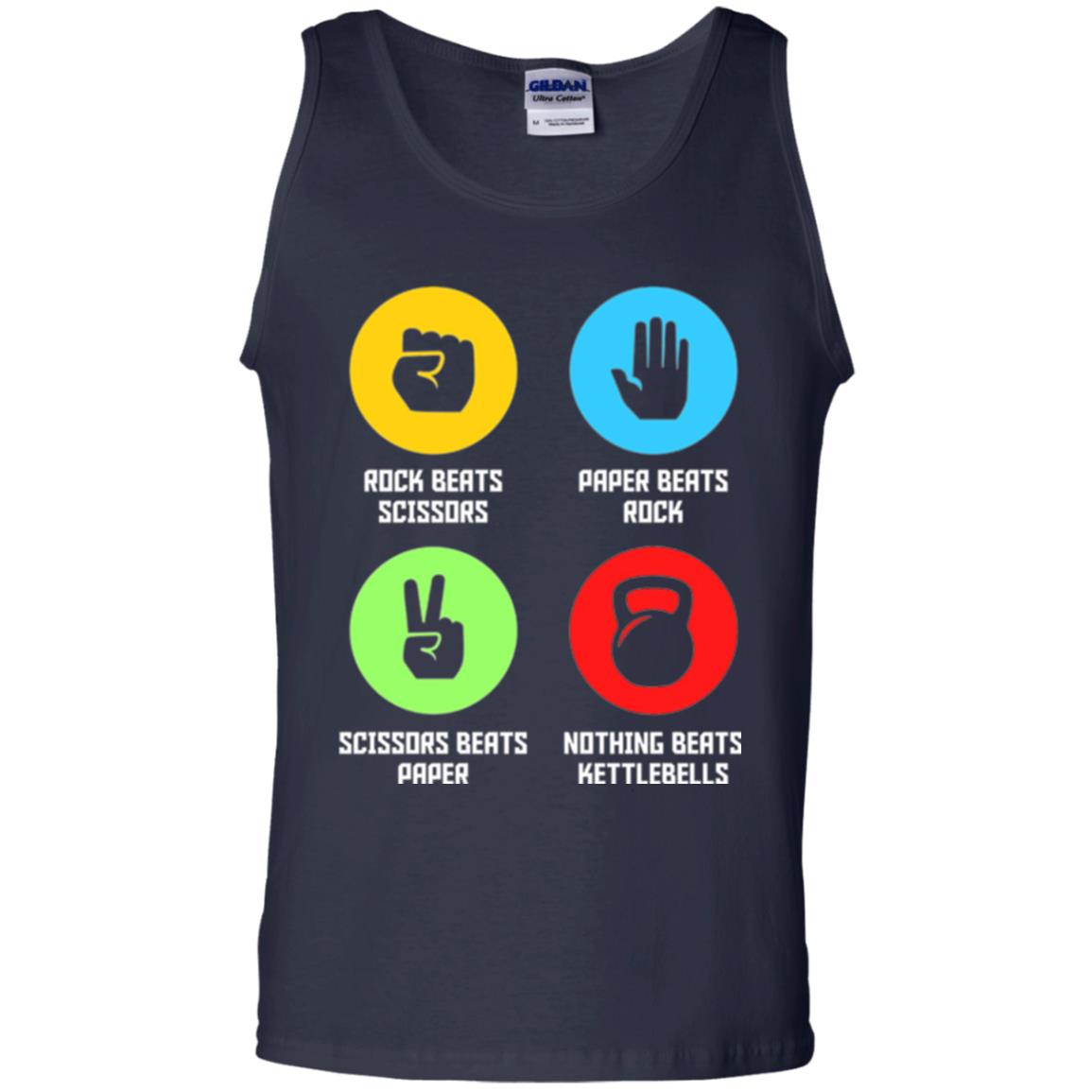 Fitness Gym Sports T-shirt Funny Nothing Beats Kettlebells Navy