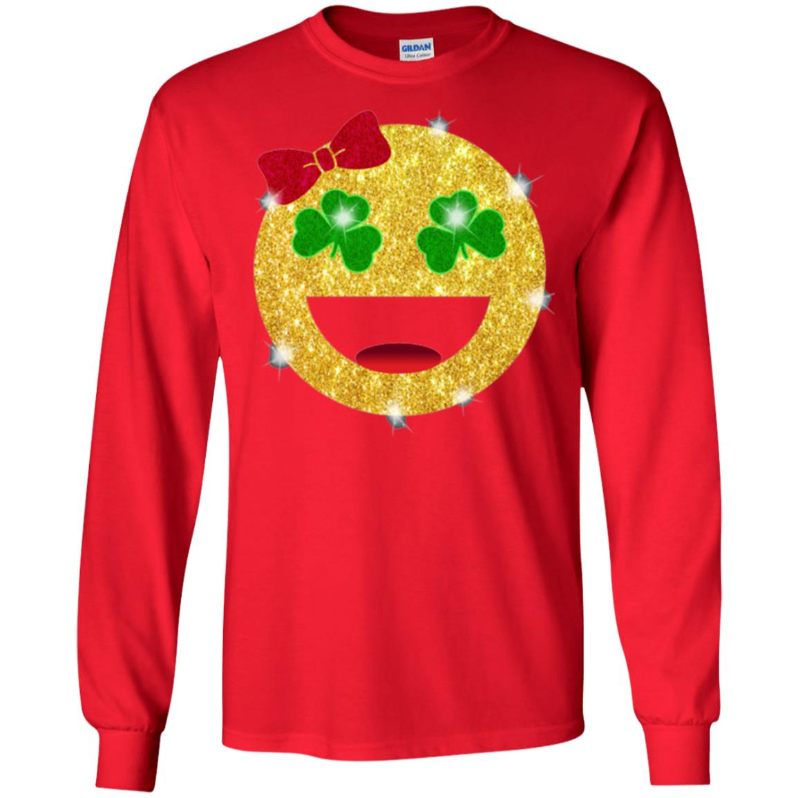 Happy Gold Blink Emoji Saint Patrick's Day T-shirt Red