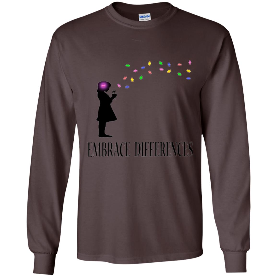 Autism Awareness T-shirt Embrace Differences T-shirt Dark Chocolate