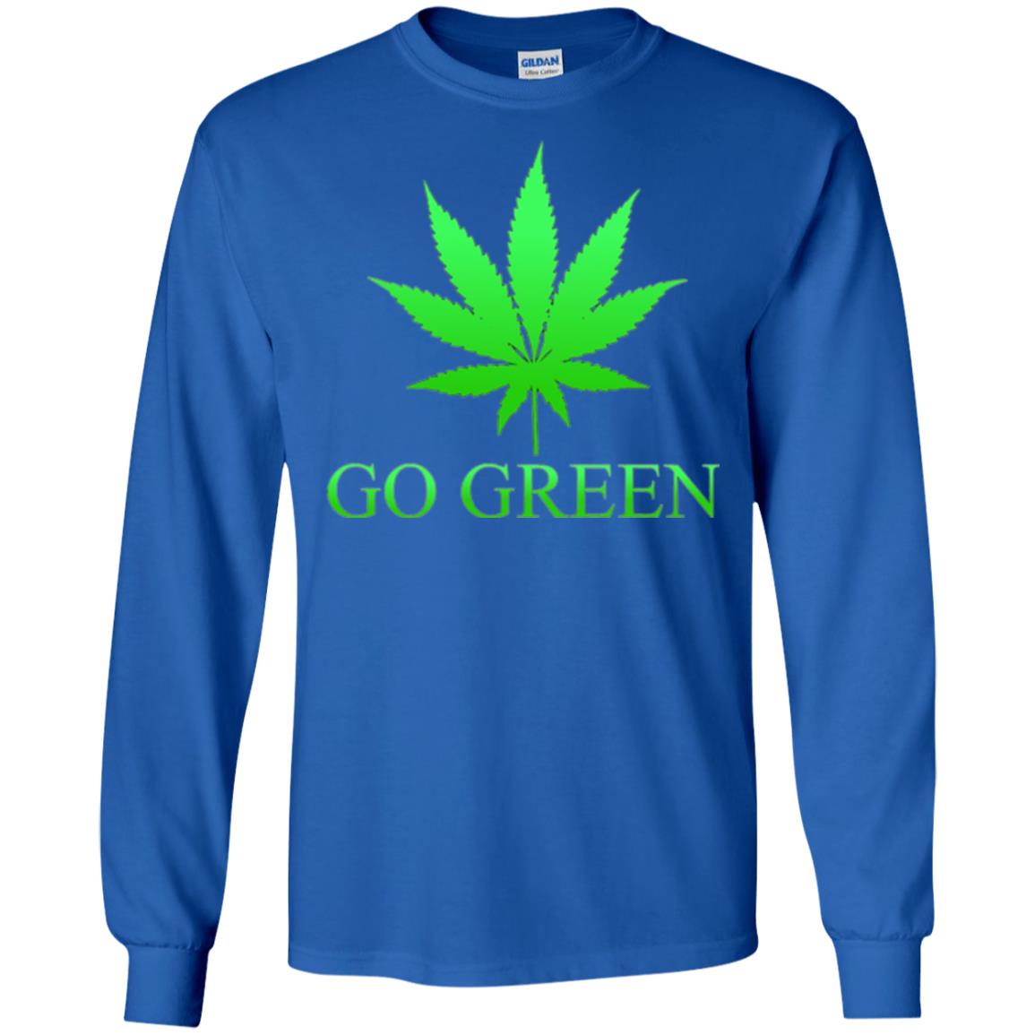 Go Green Weed T Shirt Marijuana Leaf Royal
