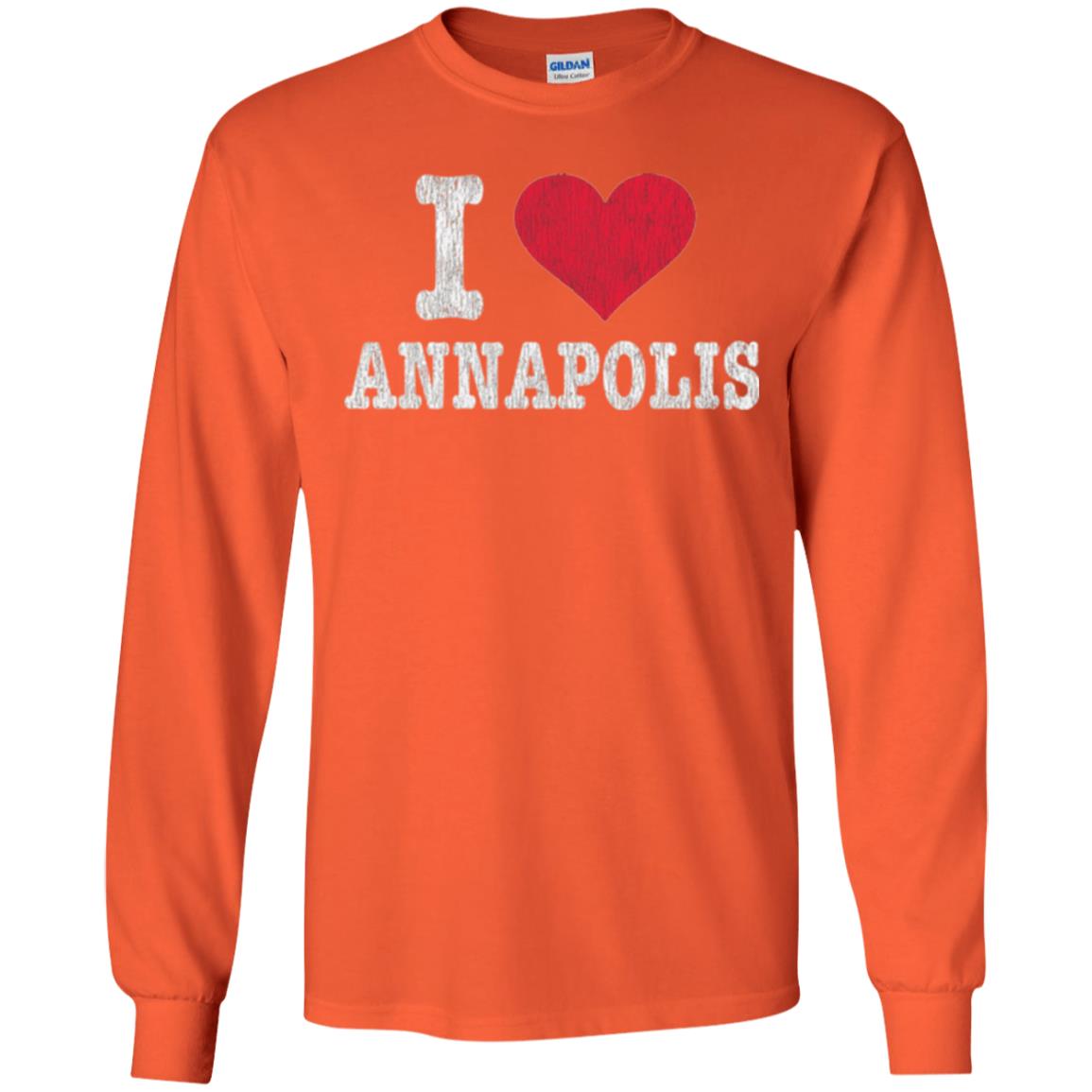 Distressed Retro I Love Annapolis T-shirt Orange