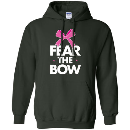 Fear The Bow Big Pink Bow Cheerleader Apparel Shirt Forest Green