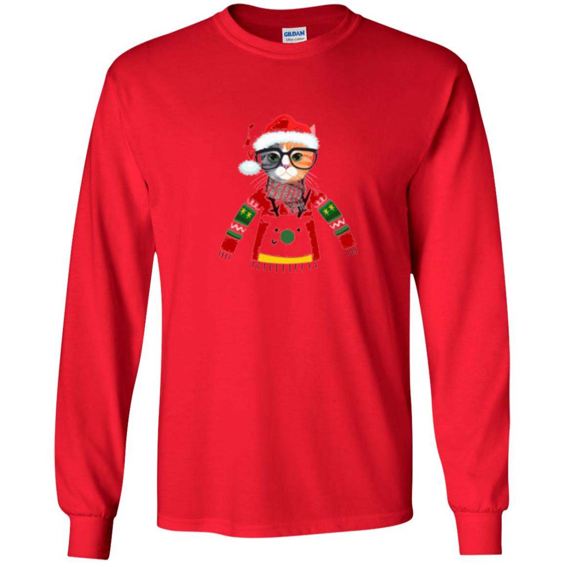 Cat Lovers T-shirt Meowy Christmas Red