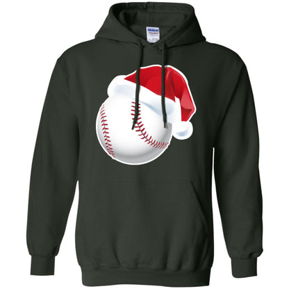 Baseball With Santa Claus Hat X-mas Shirt For Baseball Lovers Forest Green