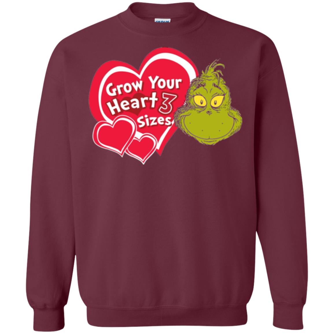 Dr. Seuss Grinch T-shirt Grow Your Heart 3 Sizes Maroon