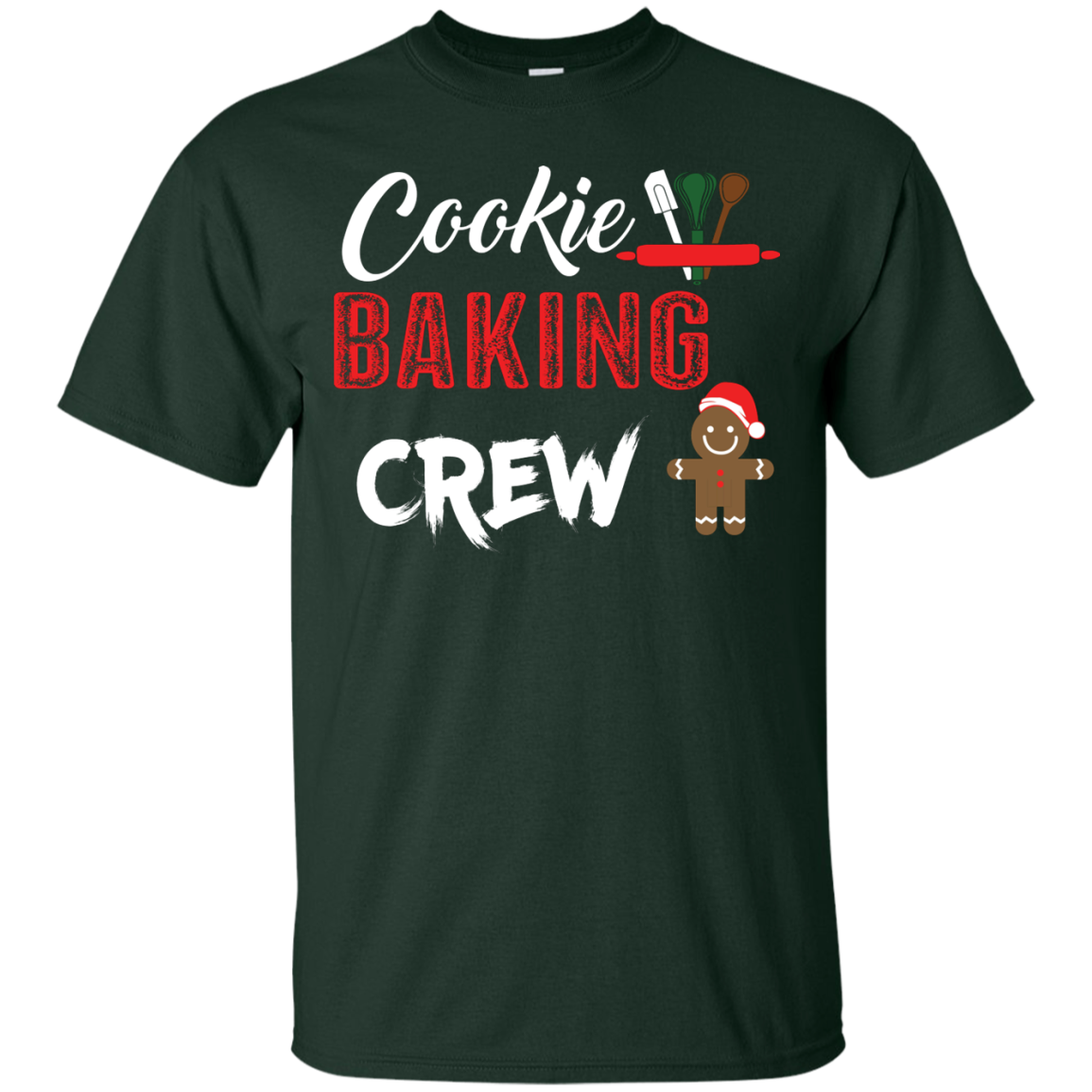 Christmas T-Shirt Cookie Baking Crew Forest Green