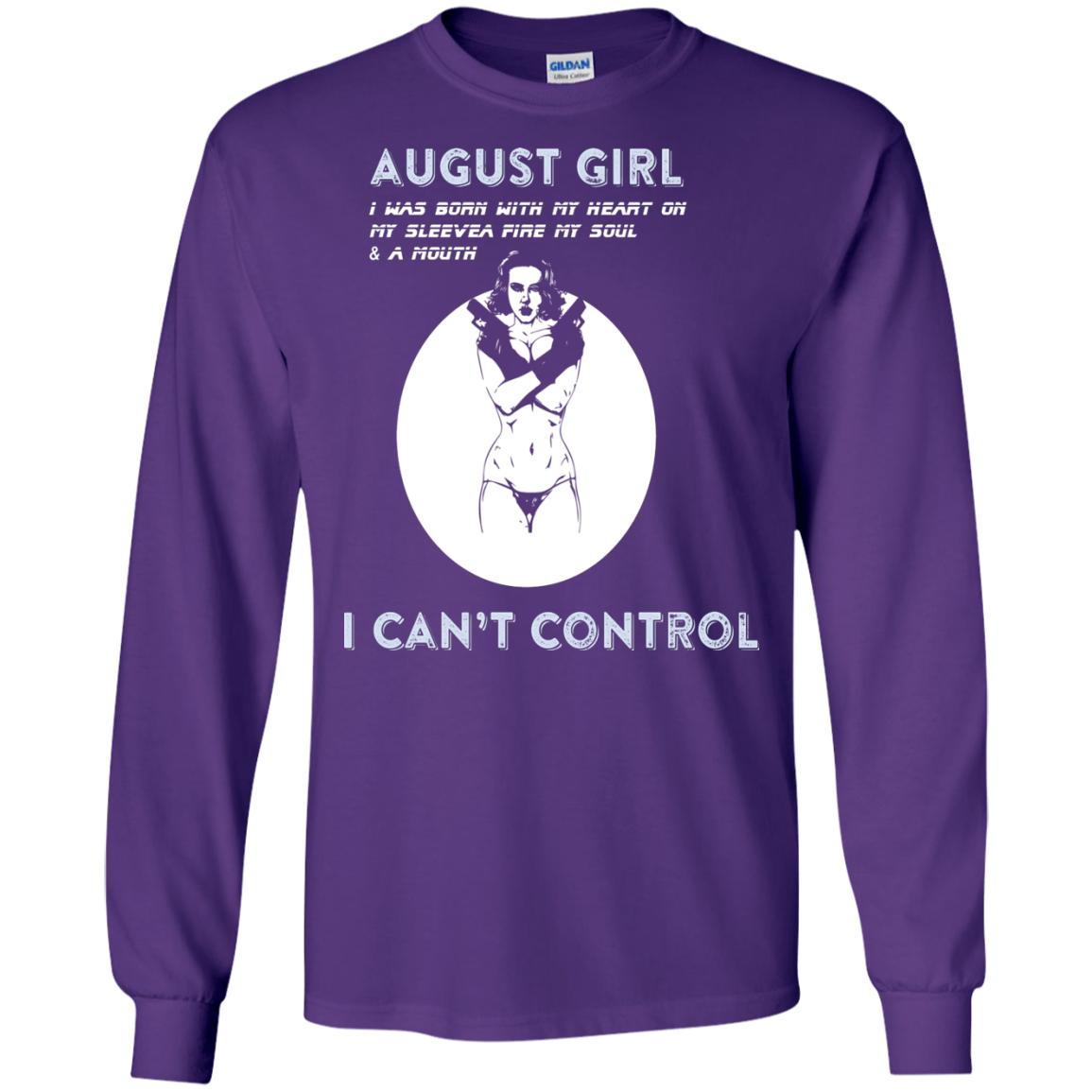 August Girl I Was Born With My Heart T-shirt Purple