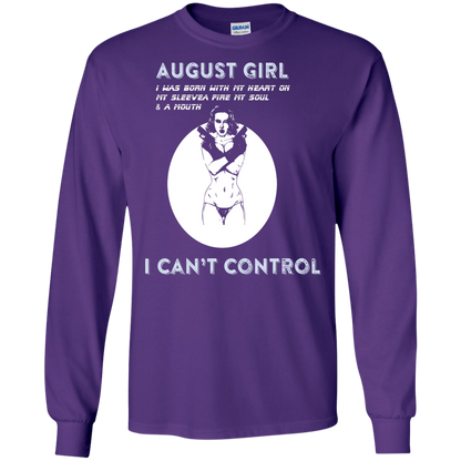 August Girl I Was Born With My Heart T-shirt Purple