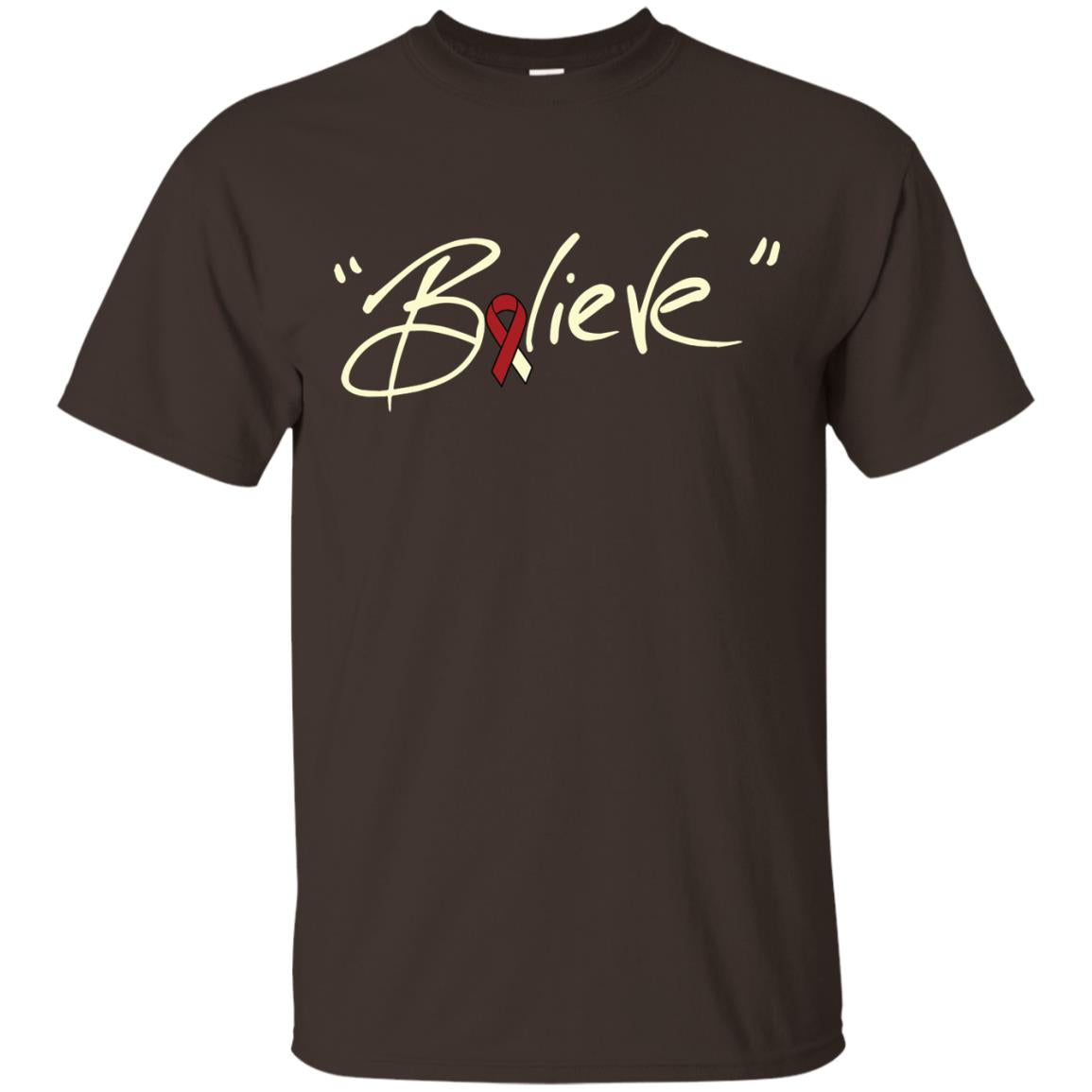 Head And Neck Cancer Awareness Shirt Burgundy Ivory Ribbon Believe Dark Chocolate