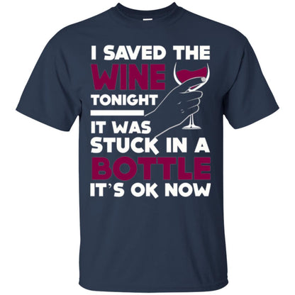 Funny Wine T-shirt I Save The Wine Tonight Navy