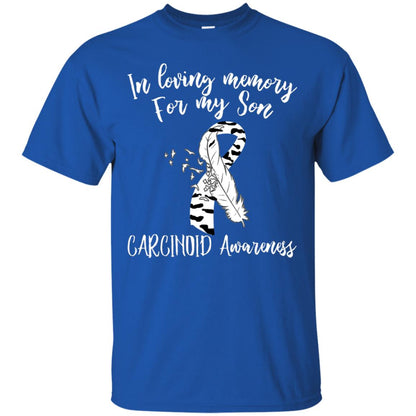 In Loving Memory For My Son Carcinoid Awarenss Zebra Stripe Ribbons Shirt Royal