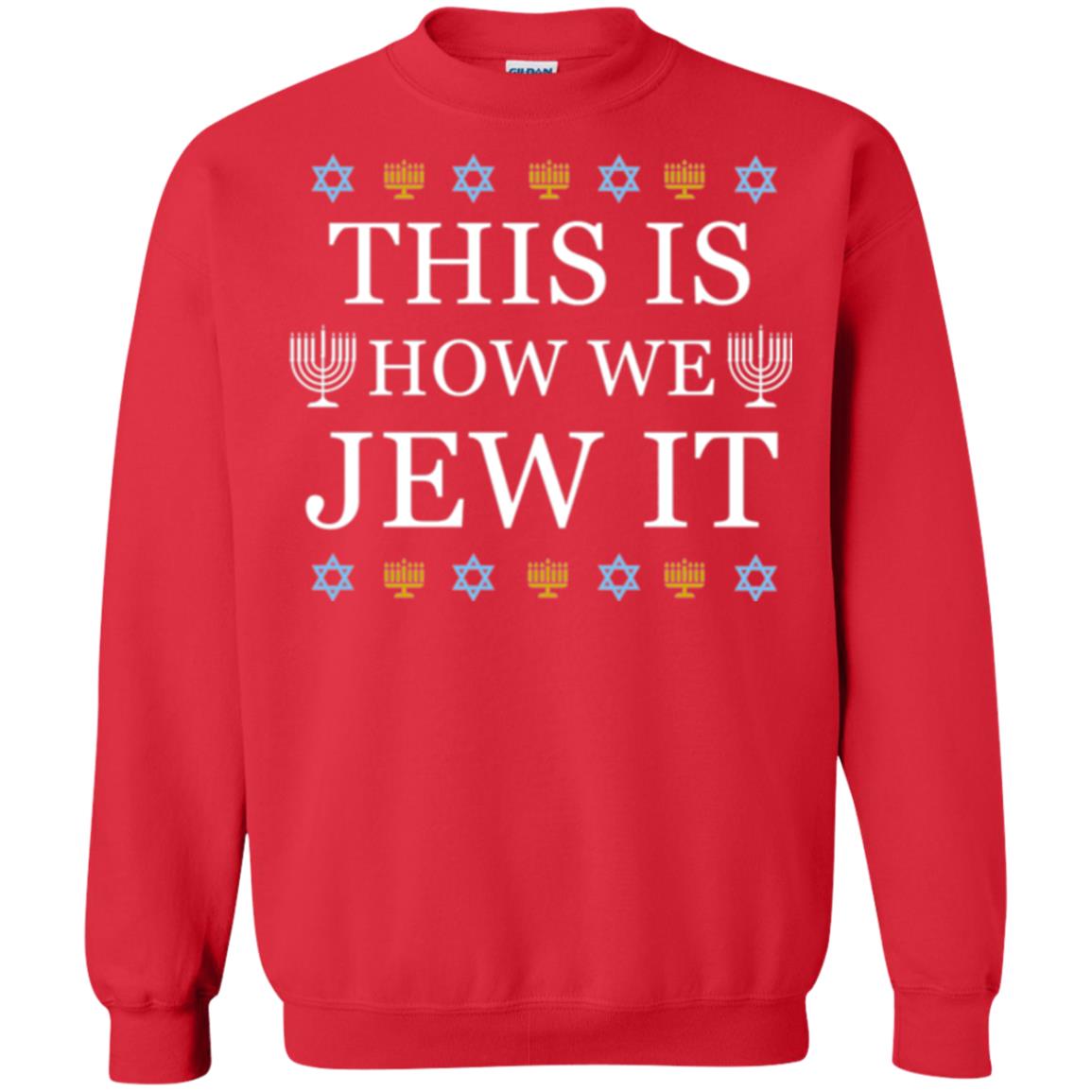 Funny Hanukkah T-shirt This Is How We Jew It Red