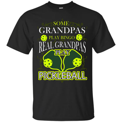 Real Grandpas Play Pickleball Cool Pickleball Shirt For Papa Black