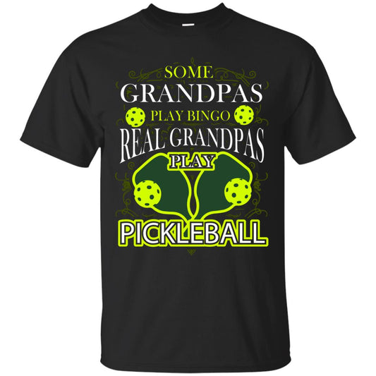 Real Grandpas Play Pickleball Cool Pickleball Shirt For Papa Black