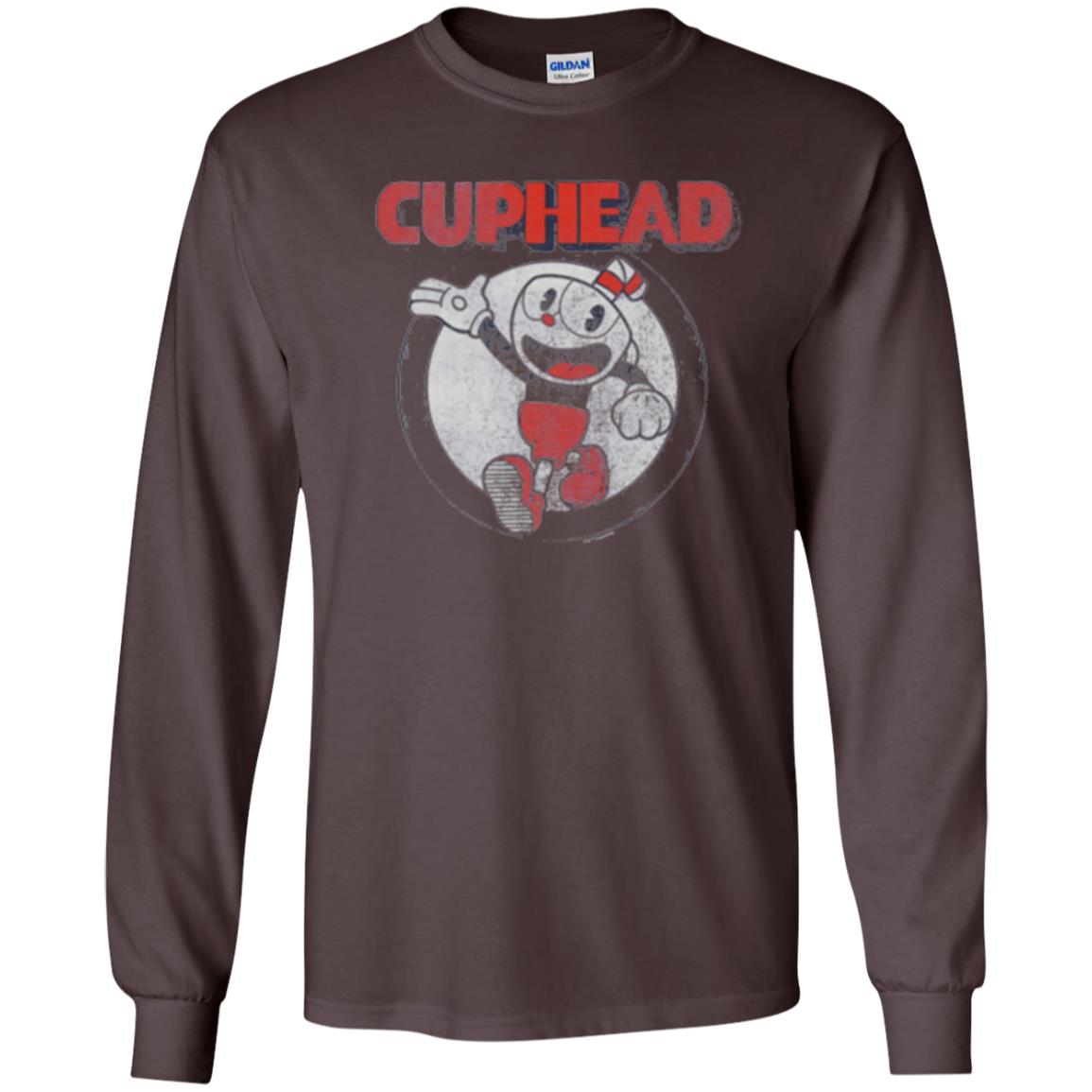Cuphead T-shirt Cuphead Waving Circle Portrait Dark Chocolate