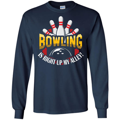 Bowler T-shirt Bowling Is Right Up My Alley Navy