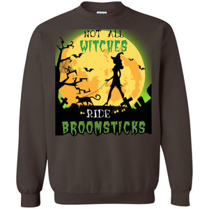 Not All Witches Ride Broomsticks Witches Walk With Cat Funny Halloween ShirtG180 Gildan Crewneck Pullover Sweatshirt 8 oz.