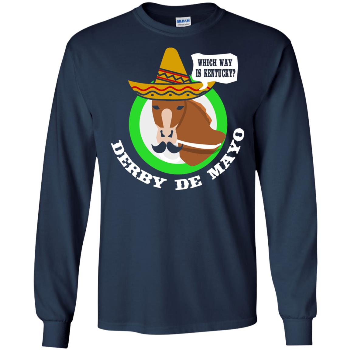 Derby De Mayo Kentucky Sombrero Mexican Horse Race T-shirt Navy