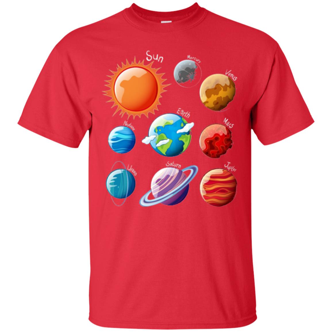 Solar System Planets T-shirt Red